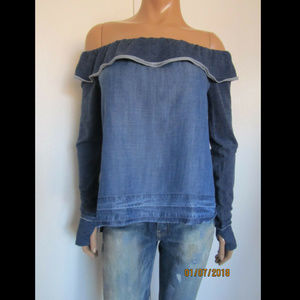 Cloth & Stone Mixed Media Off Shoulder Top ~NWOT~